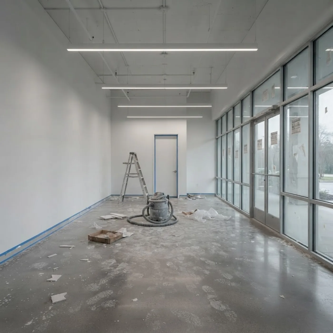 Tenant improvement suite, Idaho Falls — before, dust and debris from the trades