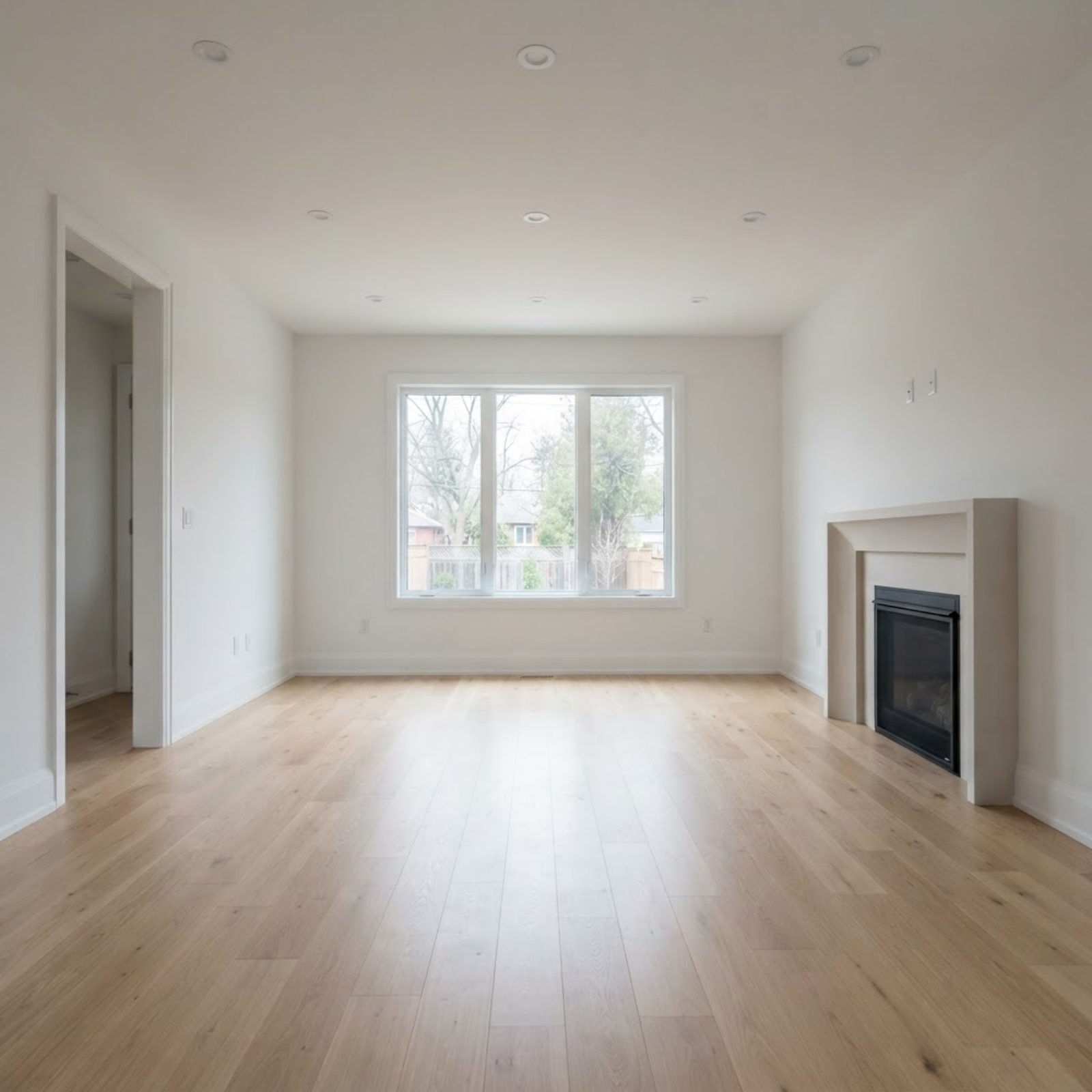 Living room in a new build, Idaho Falls — after the final clean