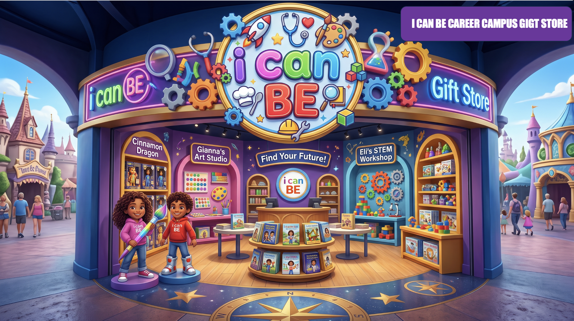 i can BE Career Campus Gift Store storefront with themed alcoves
