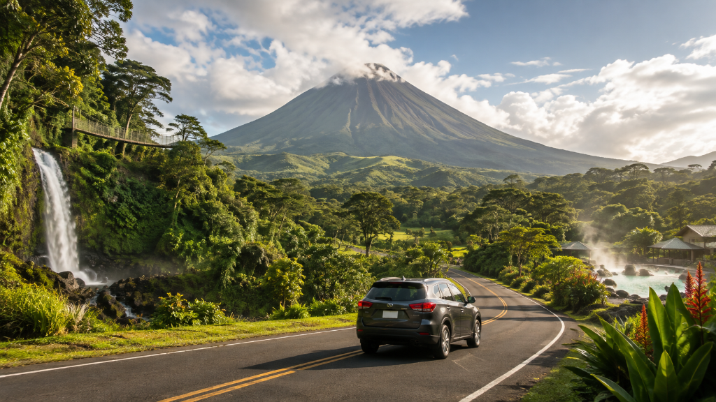 Natural Car Rental SUV traveling toward La Fortuna in Costa Rica