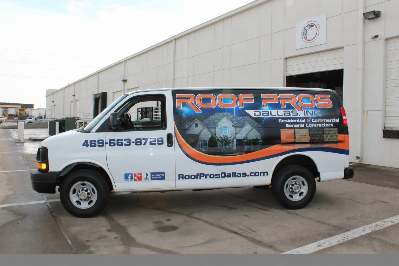 Roof Pros Dallas branded van