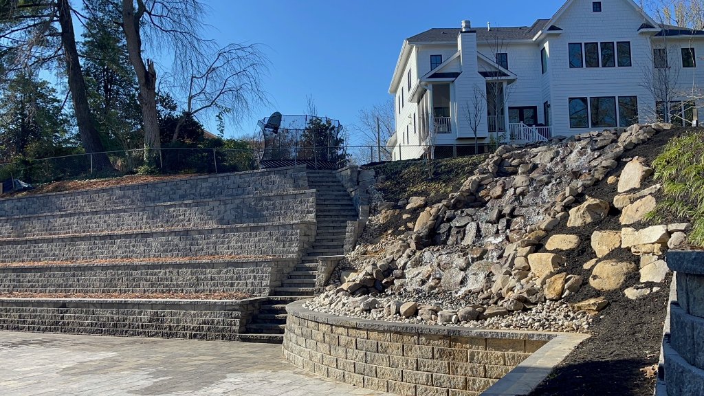 Terraced Hillside — after photo, Bare, eroded slope transformed into a stunning terraced hard