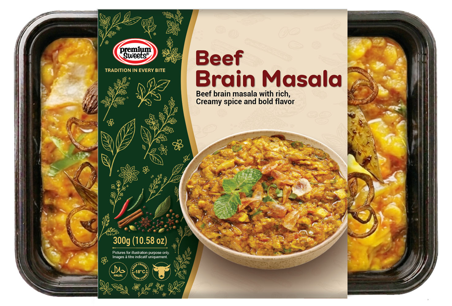 Beef Brain Masala sleeve tray