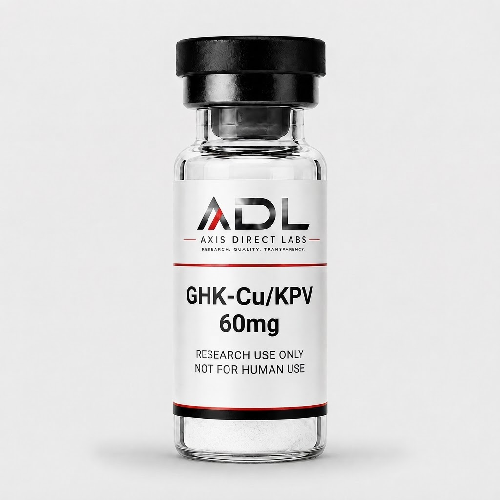 GHK-Cu/KPV Blend 60mg — research compound vial with batch and COA readout