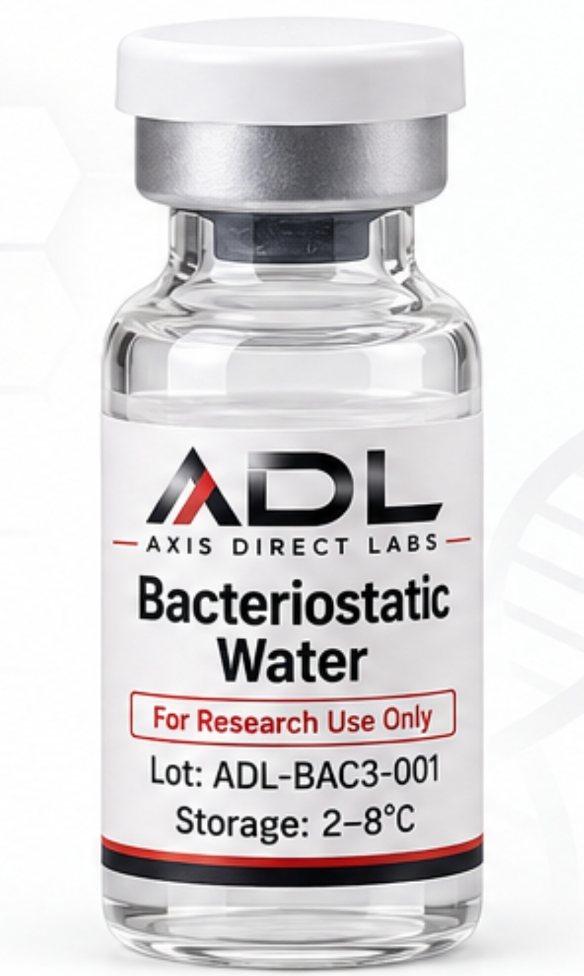 Bacteriostatic Water (3mL) — research compound vial with batch and COA readout