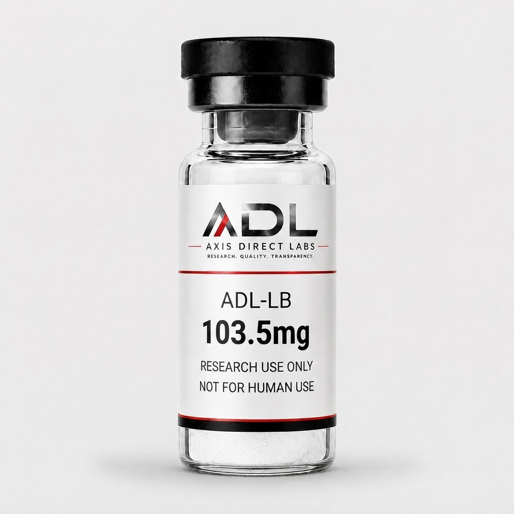 ADL-LB 103.5mg — research compound vial with batch and COA readout