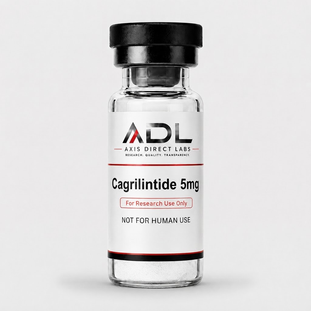 Cagrilintide 5mg — research compound vial with batch and COA readout