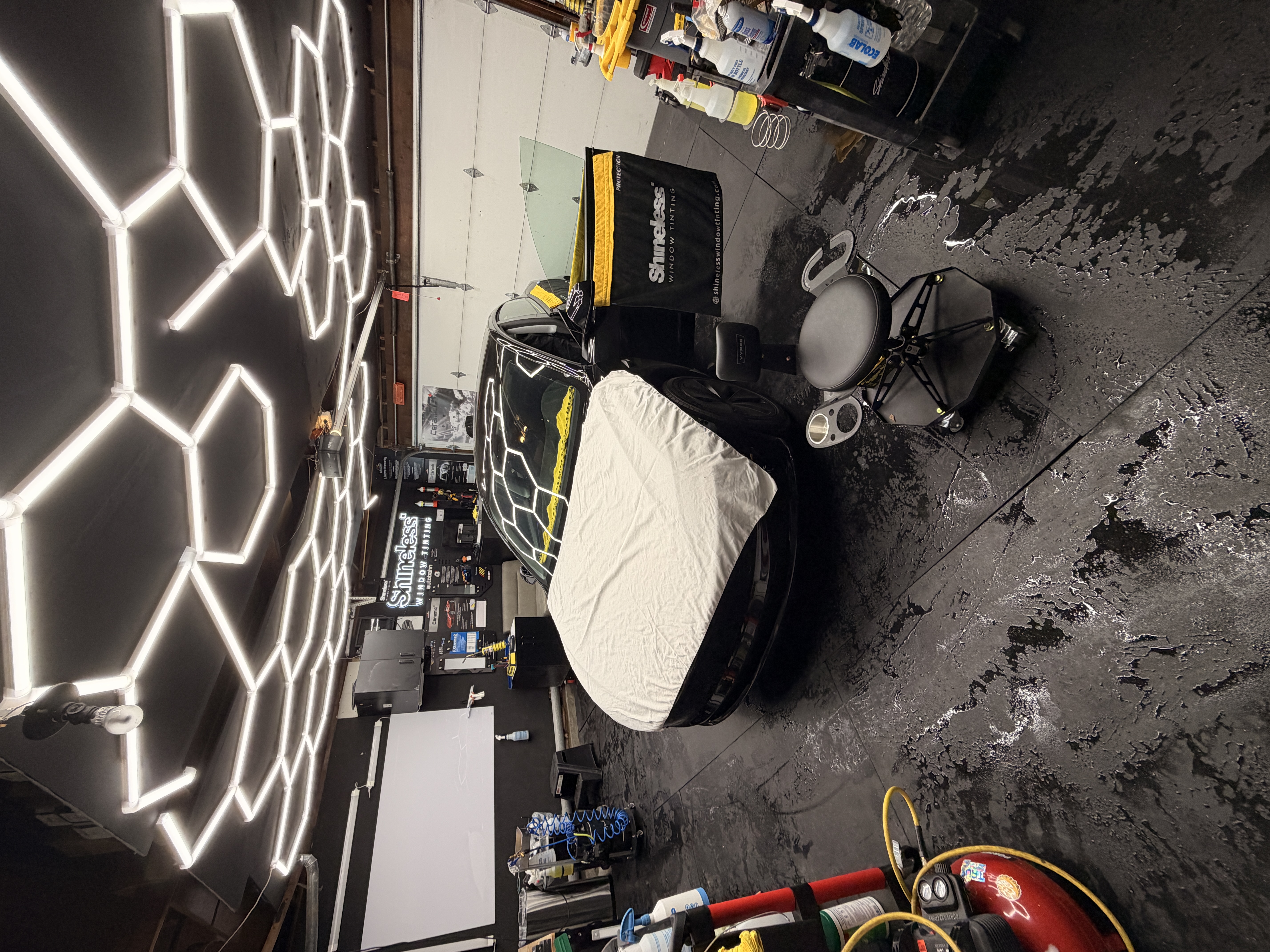 Professional ceramic tint installation in progress