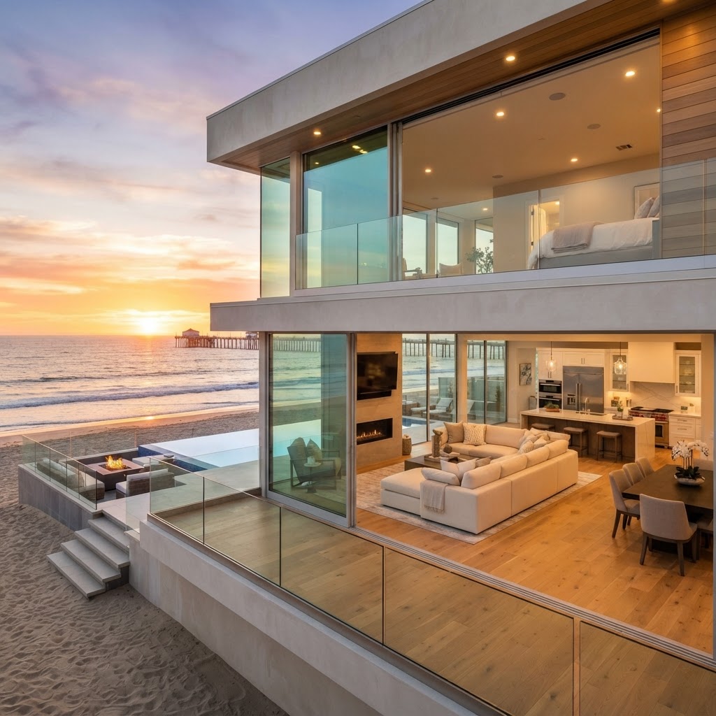 Clear Ceramic window film on a Huntington Beach beachfront home — virtually invisible