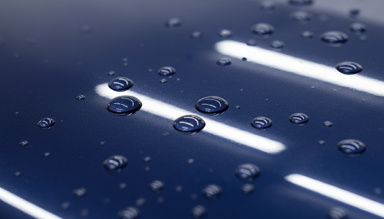 Ceramic coated vehicle with perfect water beading