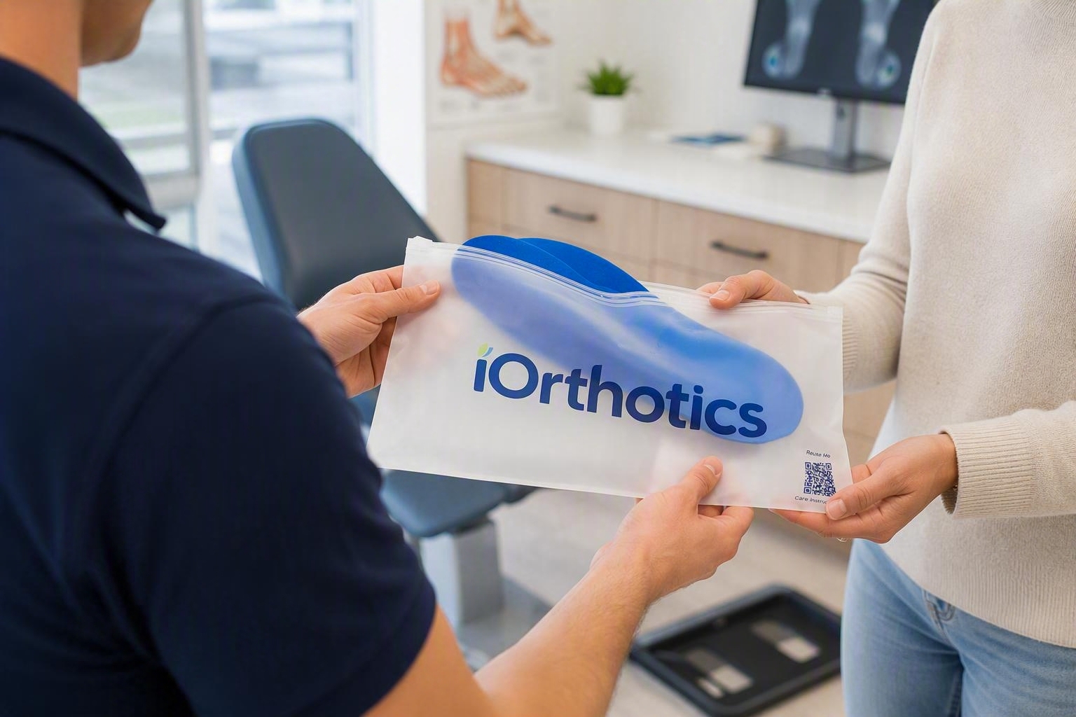 The iOrthotics bag with orthotics inside