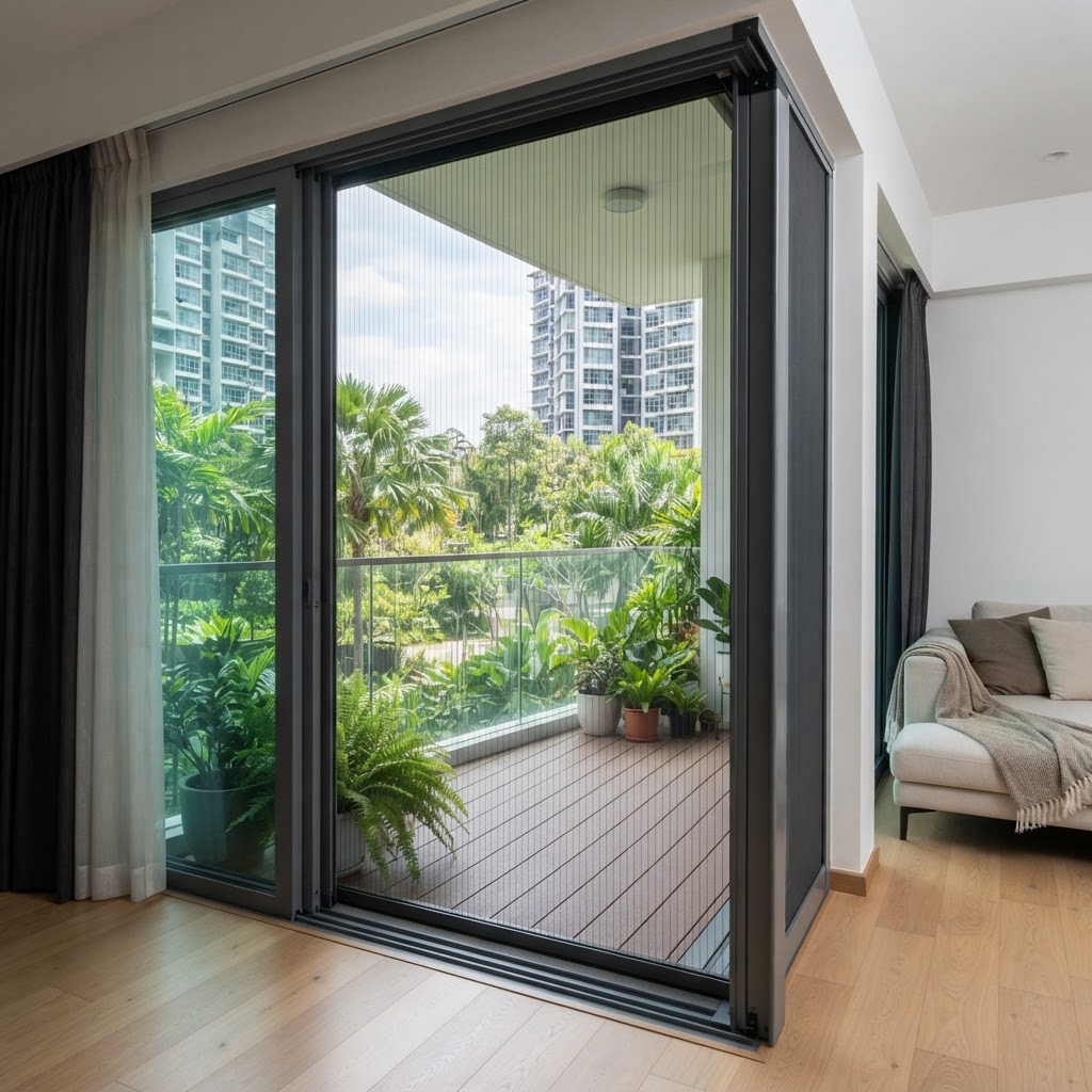 DINOMESH custom-fitted retractable mesh measured and cut to exact window dimensions