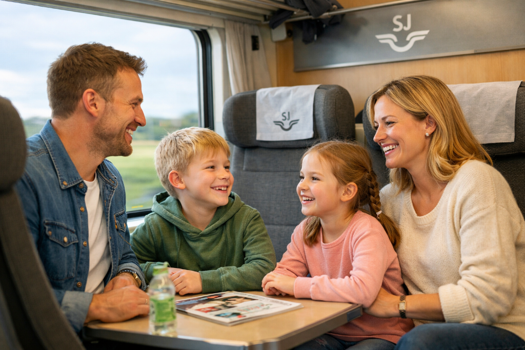 Familj på tåg