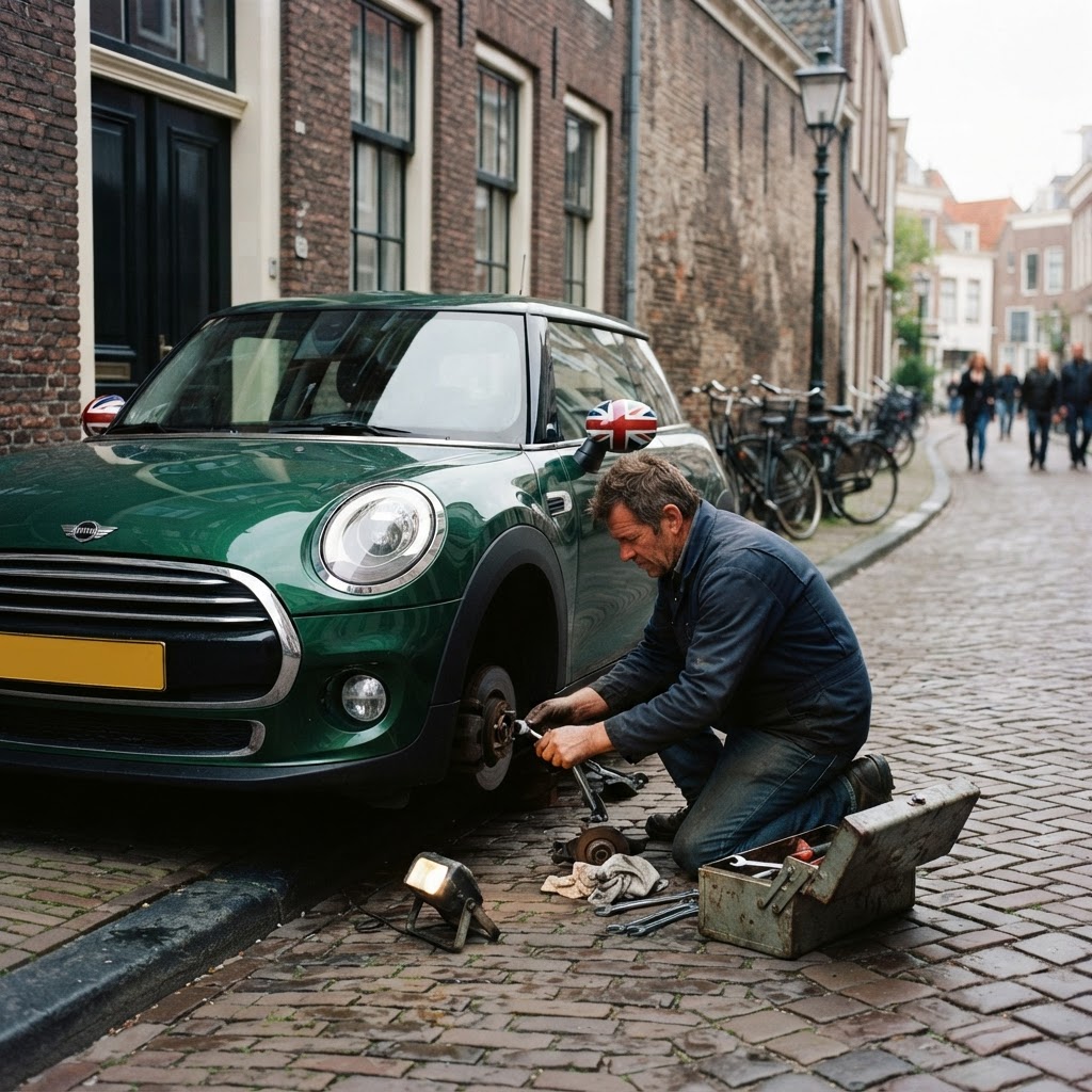 Pechhulpmonteur helpt een MINI in de stad