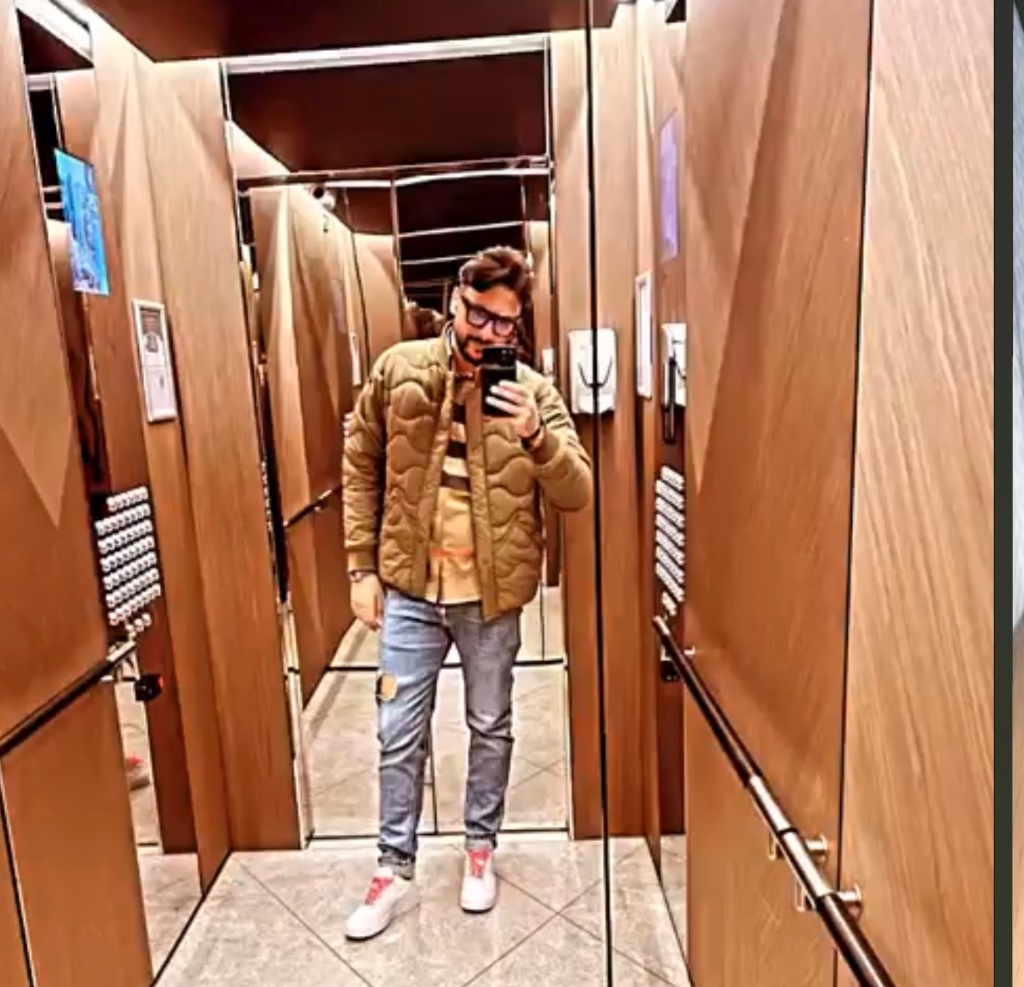 Matteo Stefano Ragusa photographed in an elevator in Melbourne