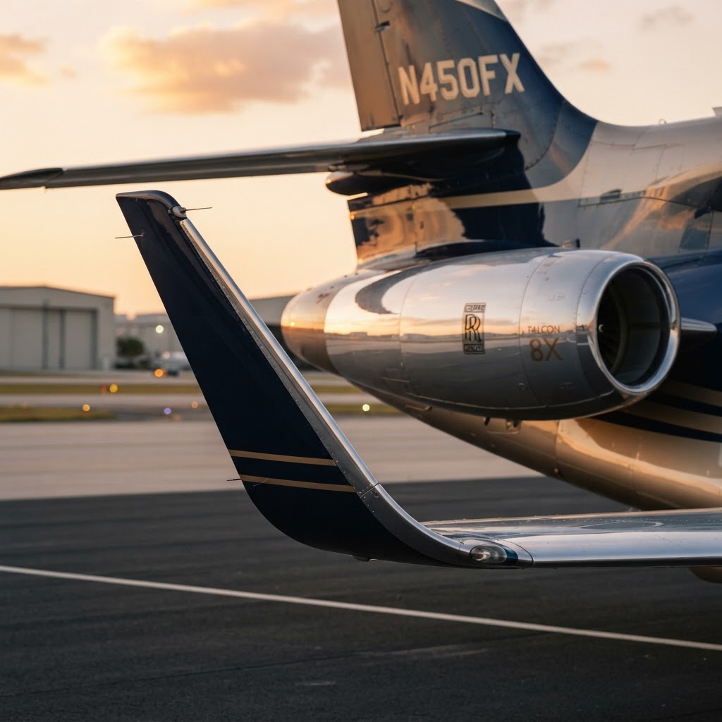 Private jet turbine and winglet asset detail