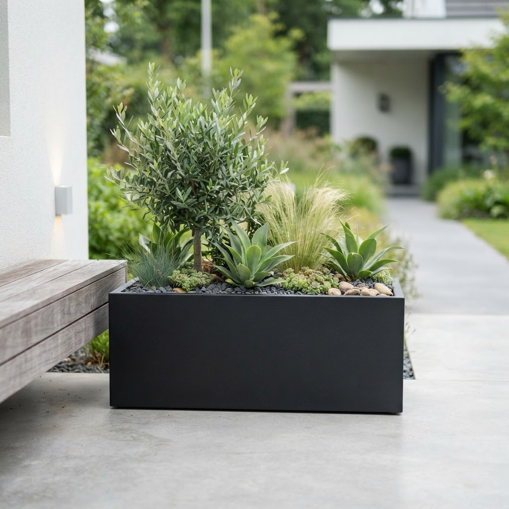 Plantenbak Staal Zwart