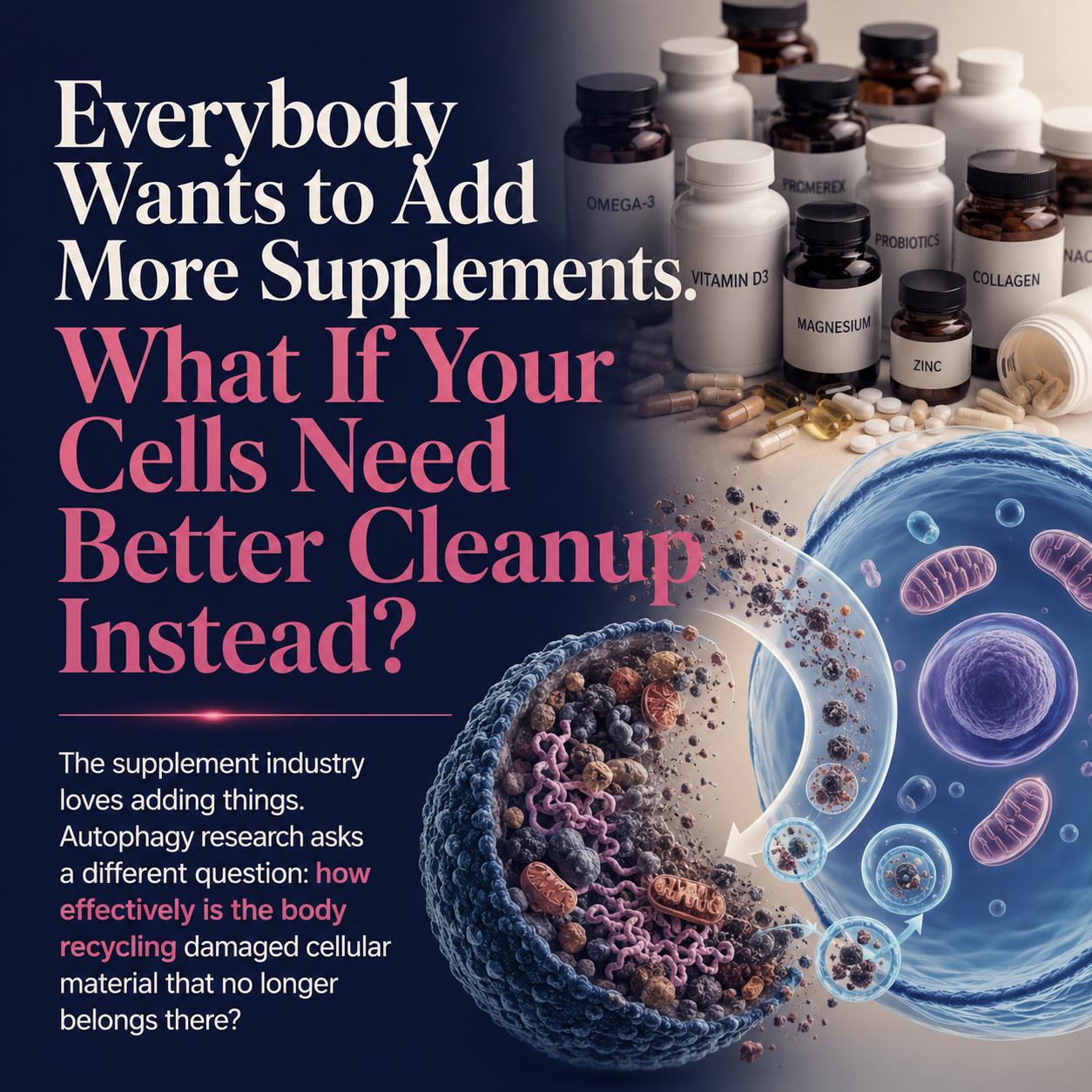 Everybody Wants to Add More Supplements. What If Your Cells Need Better Cleanup Instead?