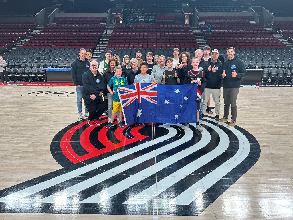 Dream Hoop Tours hosted group on NBA court