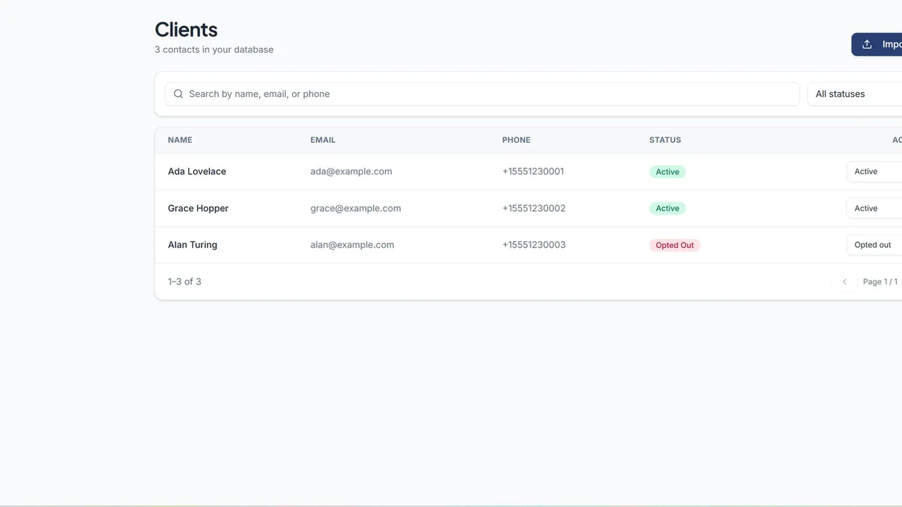 Bulk Text and Email template preview
