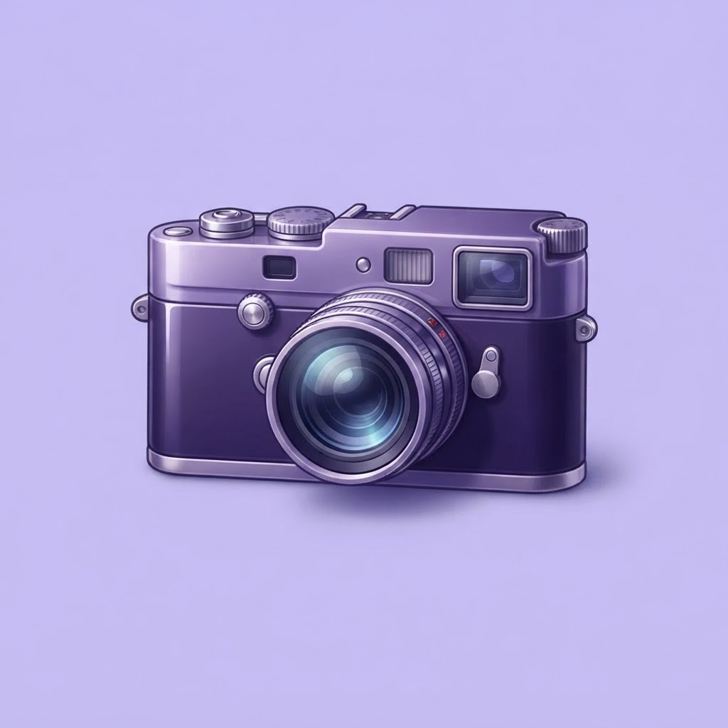 Purple mirrorless camera illustration