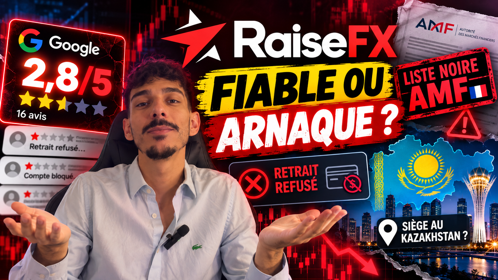 Avis RaiseFX : fiable ou arnaque ? retraits refusés, liste noire AMF et siège au Kazakhstan