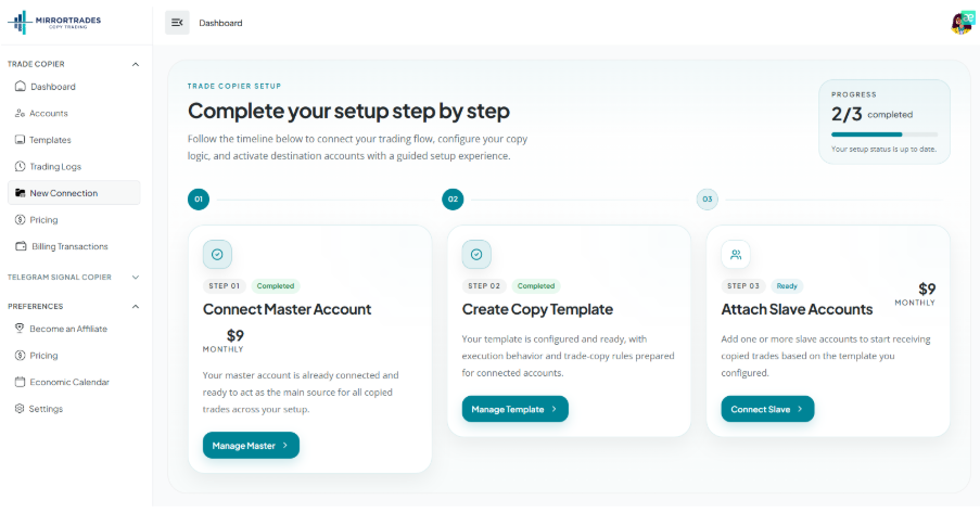 MirrorTrades Trade Copier Setup - Complete your setup step by step