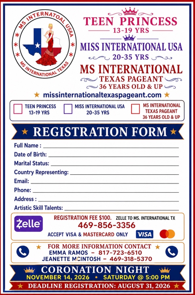 Ms International Texas Registration Flyer