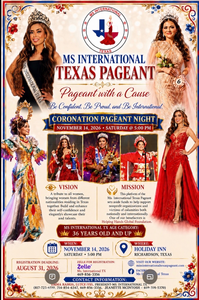 Ms International Texas Pageant 2026 Flyer
