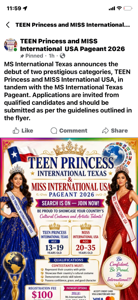 Teen Princess and Miss International USA Pageant 2026