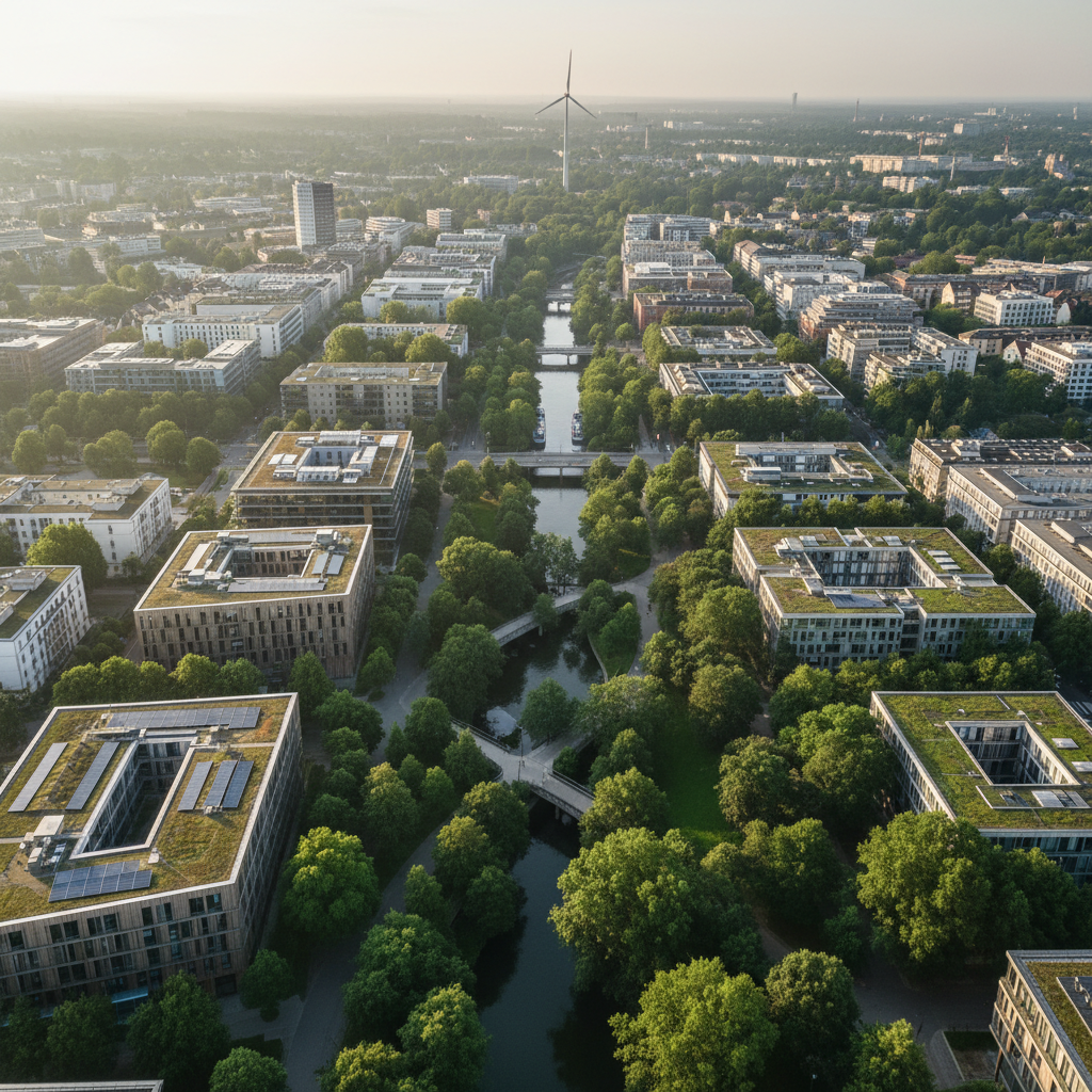 Nachhaltige Stadt mit erneuerbaren Energien