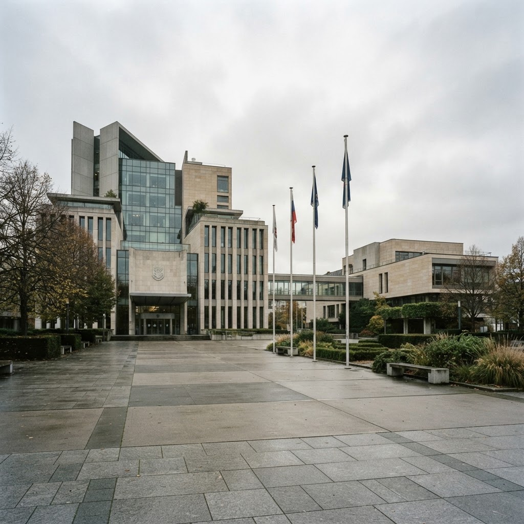 Modern civic government building complex