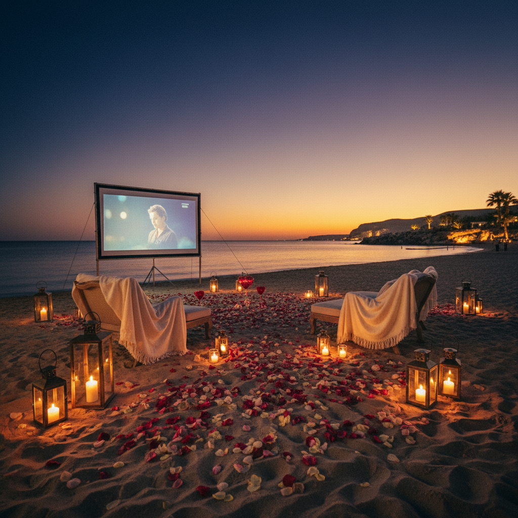 Outdoor cinema setup in Rethymno, Crete