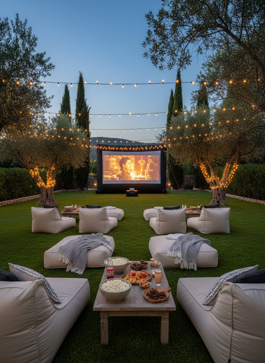 Family Movie Night, outdoor cinema package in Crete