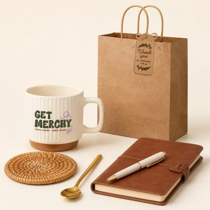 Coffee & Notes Set with Get Merchy logo