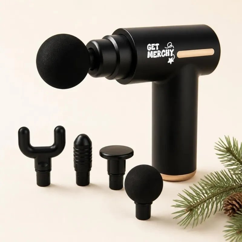 Mini Massage Gun with Get Merchy logo