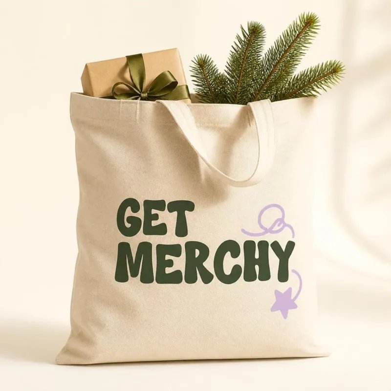 Canvas Tote Bag with Get Merchy logo