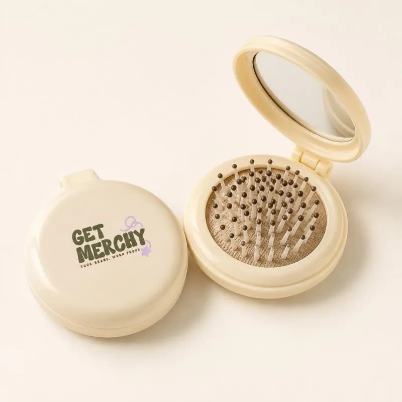 Pocket Mirror & Brush with Get Merchy logo