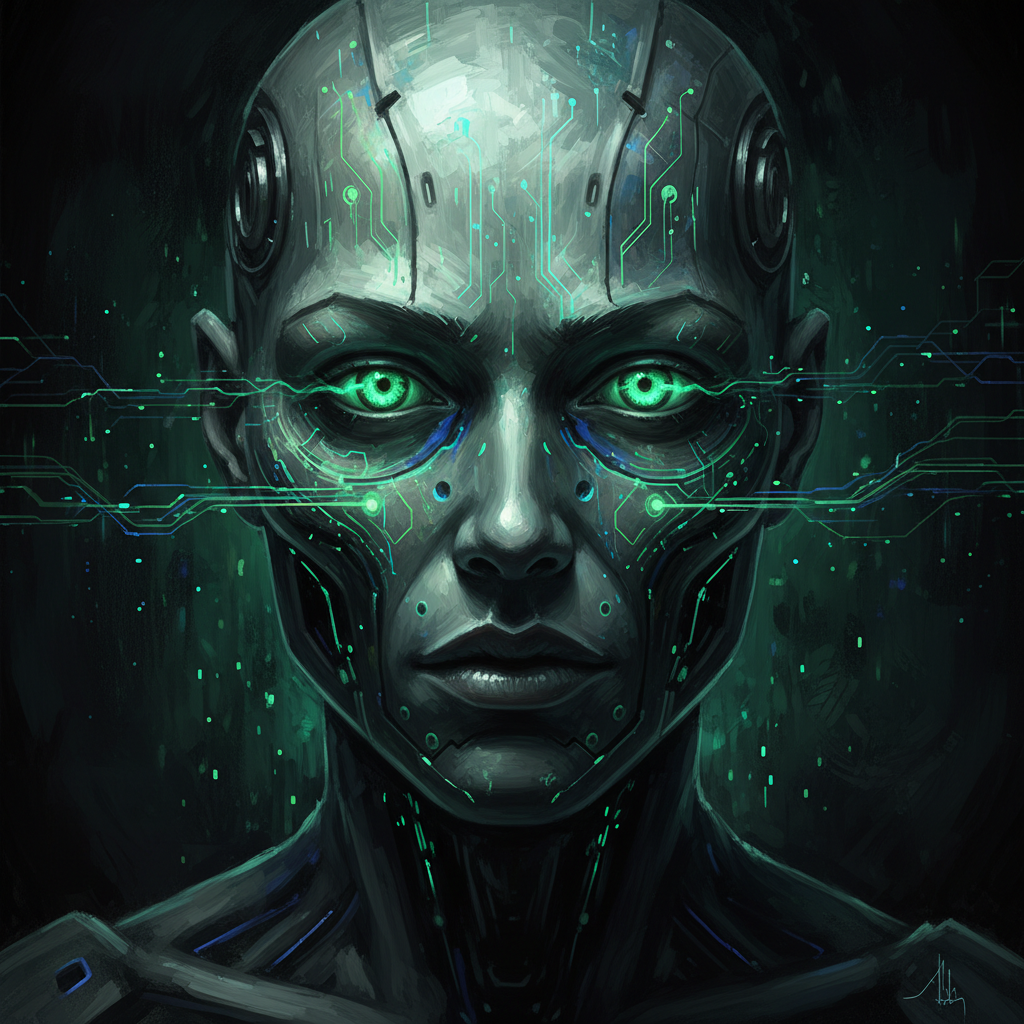 Cyborg Portrait — AI Digital Oil Painting