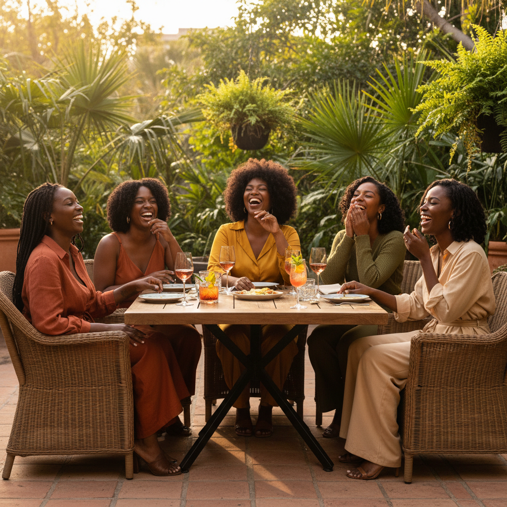 Spending time with friends on a patio