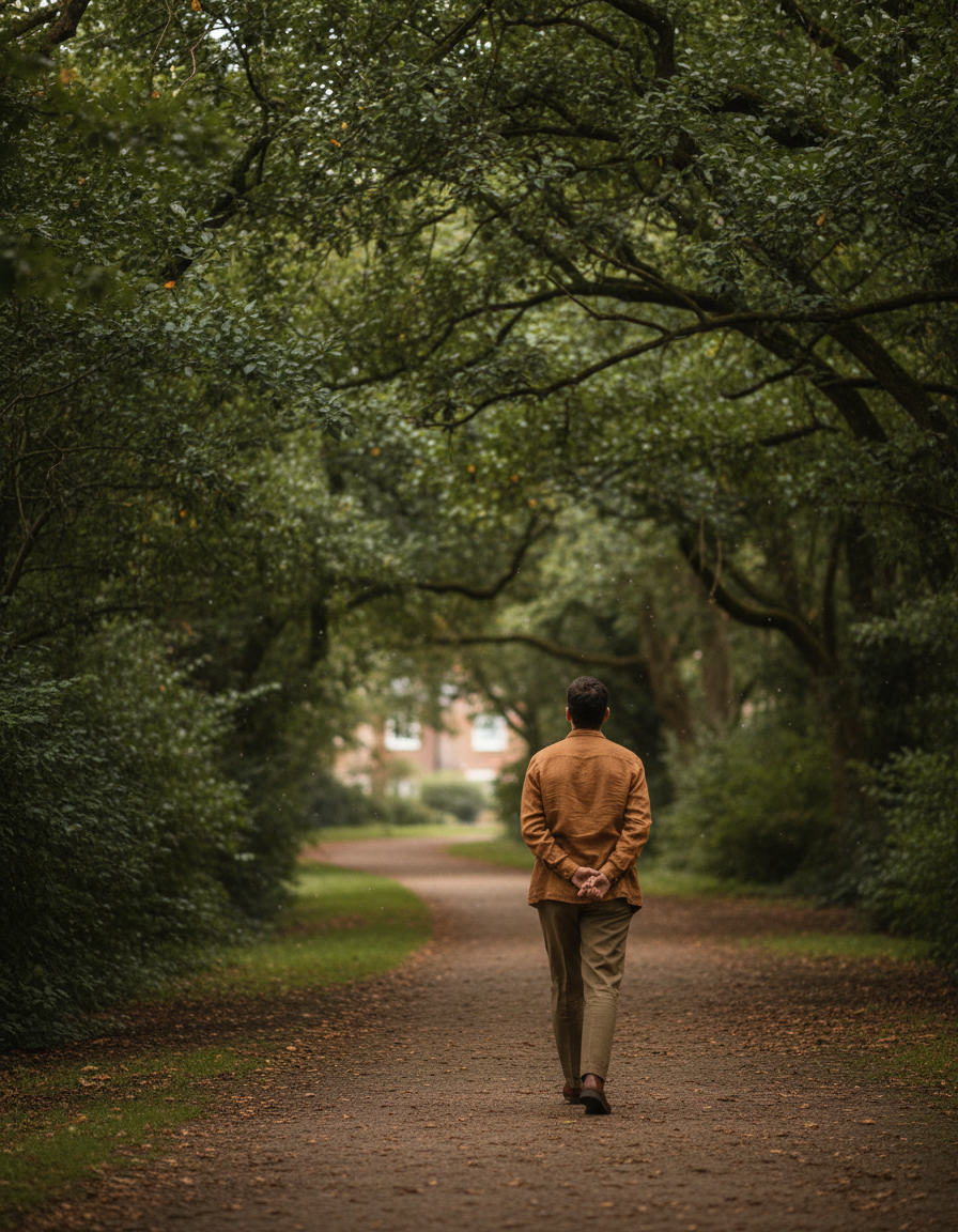 Walking through a neighborhood park