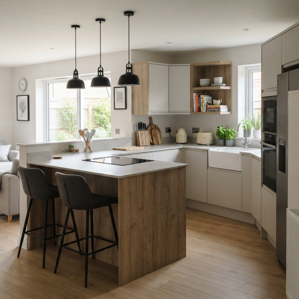 Modern UK kitchen prepared for an in home luxury kitchen design consultation