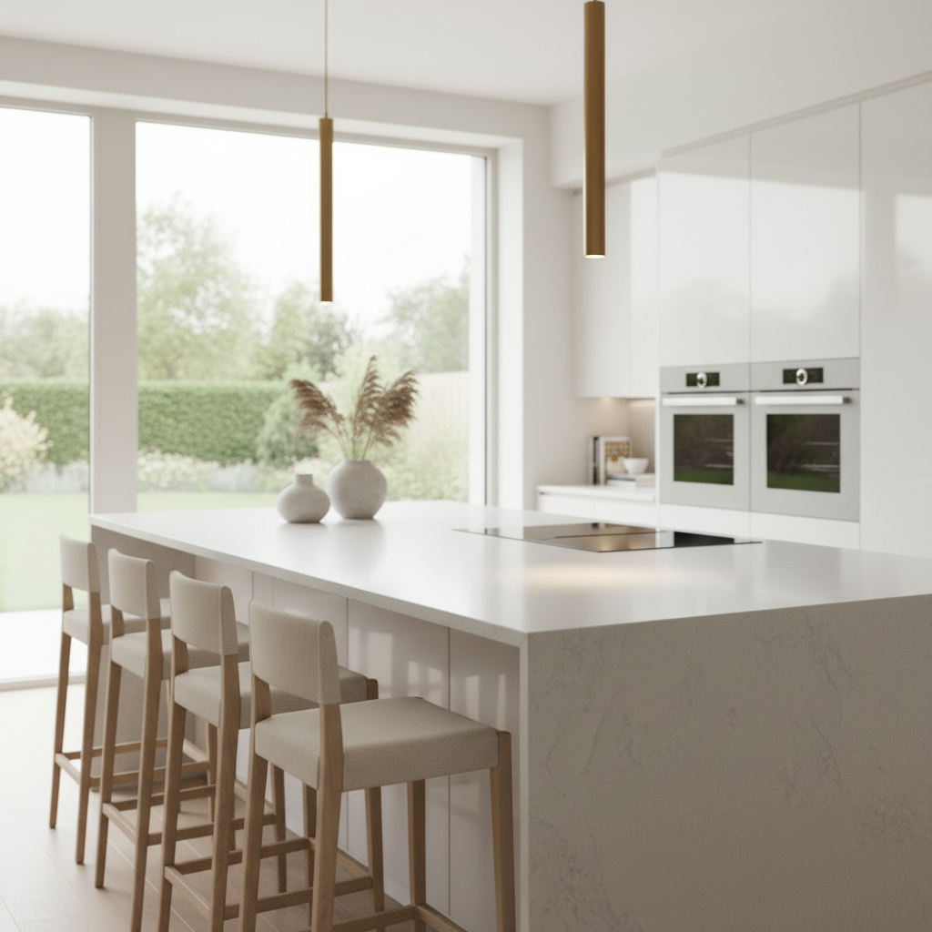 Bamford Modern J-Pull Kitchen — bespoke kitchen view 3 in Bamford, Greater Manchester