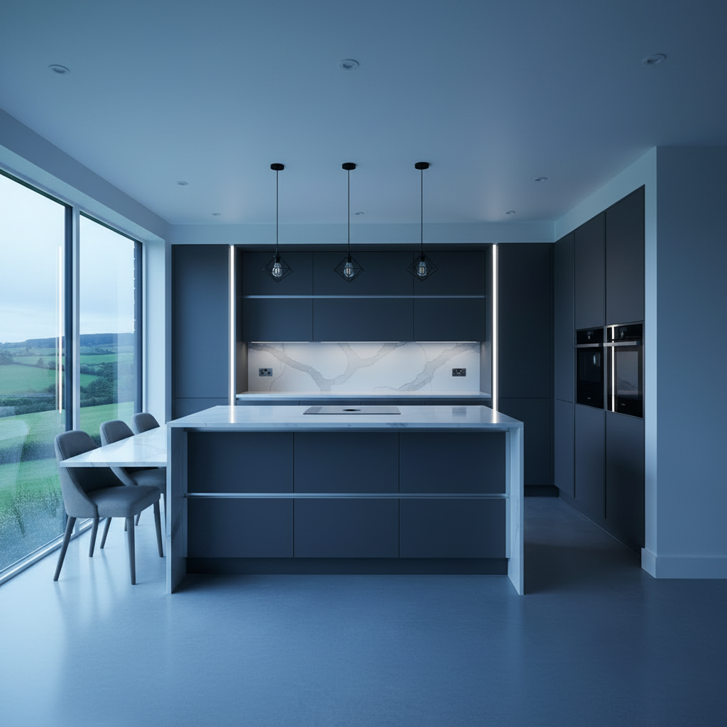 Ramsbottom Contemporary Matt Slab Kitchen — bespoke kitchen view 2 in Ramsbottom, Greater Manchester