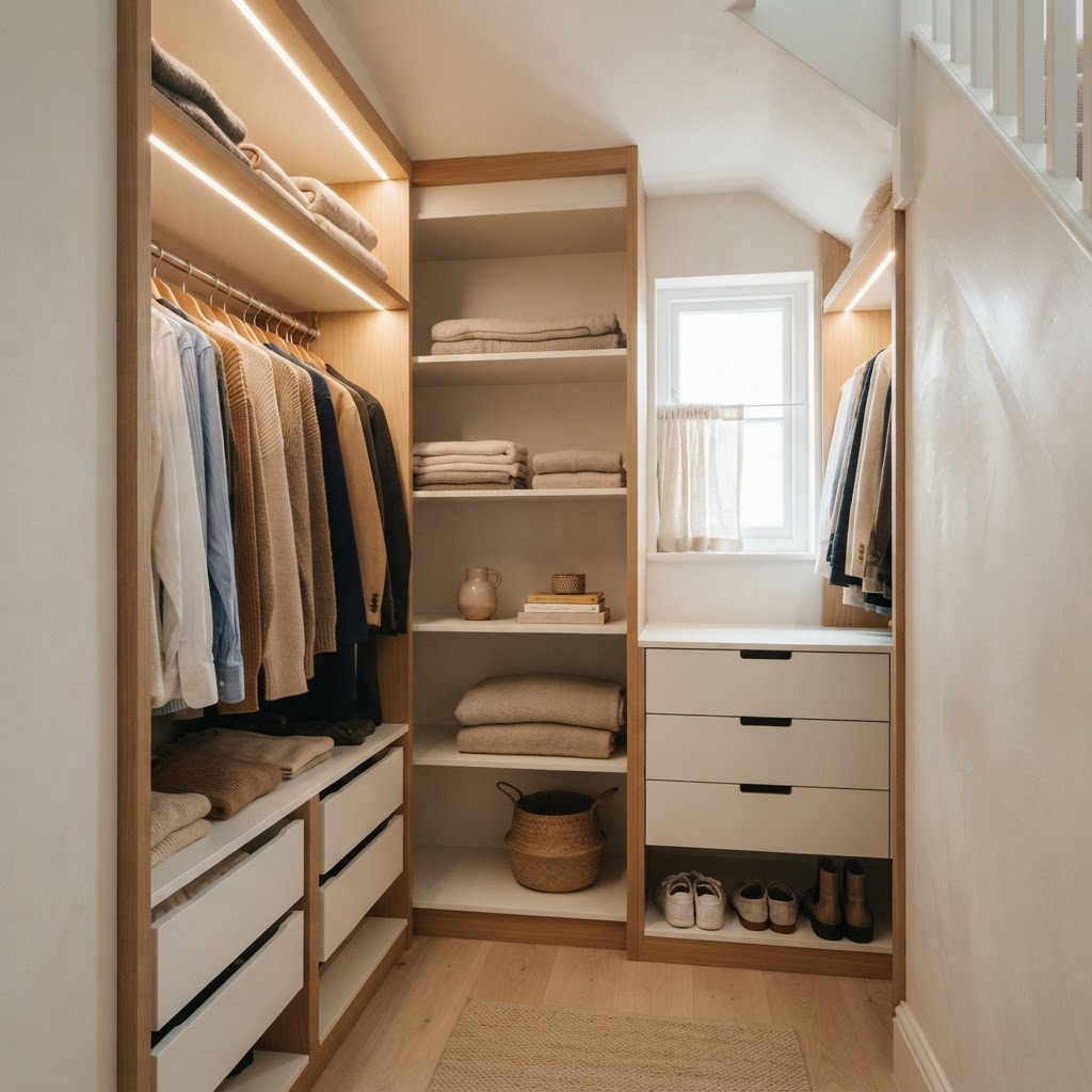 The Box Room Walk-In — bespoke wardrobe collection by Strada Interiors
