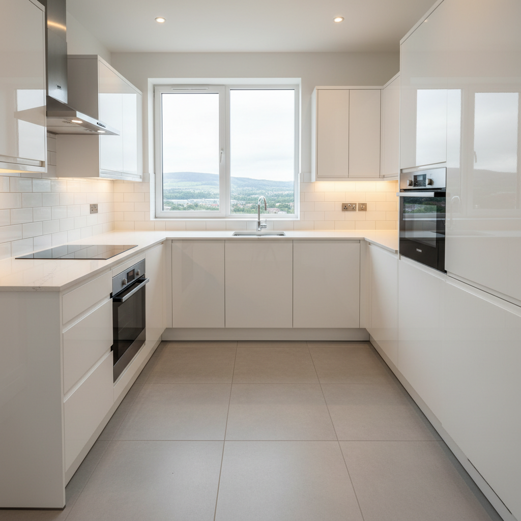 Huddersfield J-Pull Gloss Kitchen — bespoke kitchen in Huddersfield, West Yorkshire