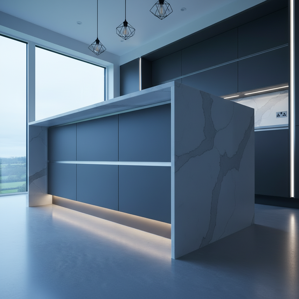 Ramsbottom Contemporary Matt Slab Kitchen — bespoke kitchen view 3 in Ramsbottom, Greater Manchester