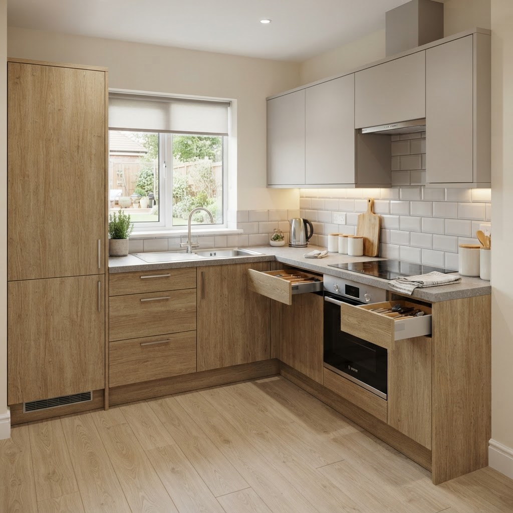 Modern UK kitchen designed around kitchen project budgeting in the £5k to £10k range