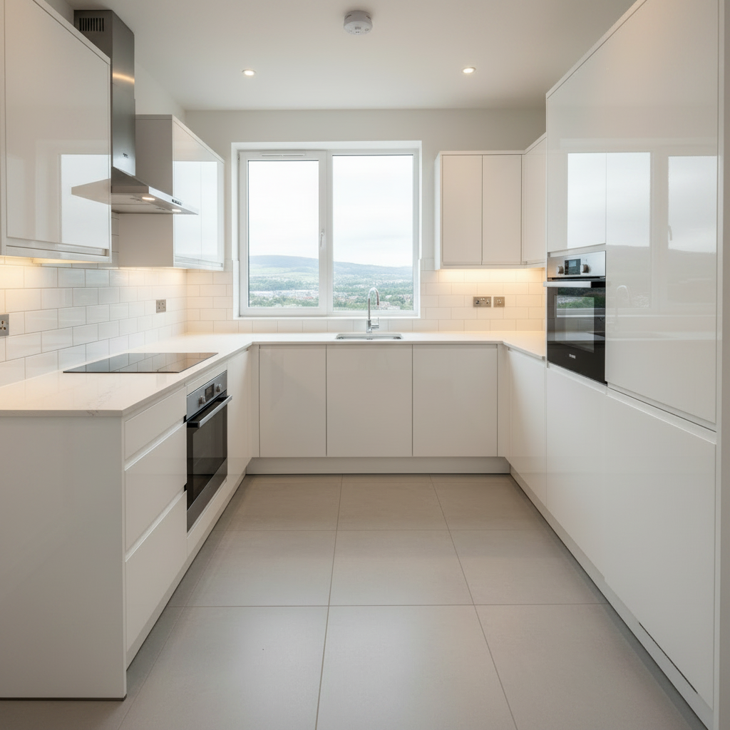Huddersfield J-Pull Gloss Kitchen — bespoke kitchen view 2 in Huddersfield, West Yorkshire