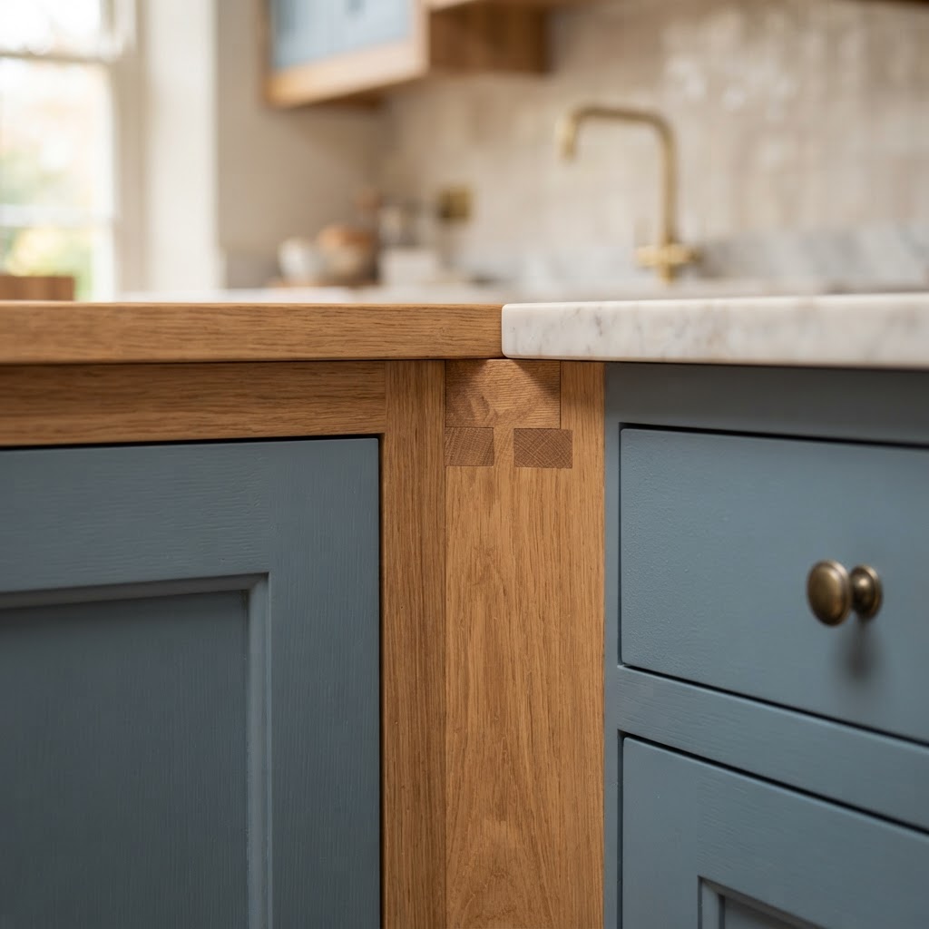 Close up of German-engineered furniture fittings inside a bespoke kitchen cabinet